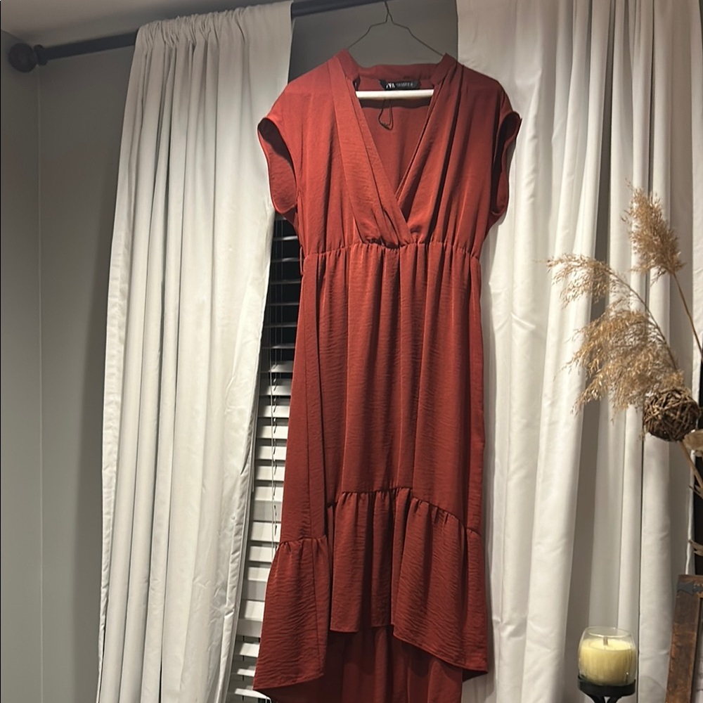 Zara Elegant Rust Dress